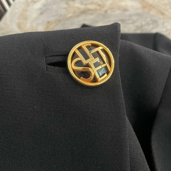 Vintage Louis Feraud single Button Black Blazer Jacket Gold Button - Picture 4 of 8